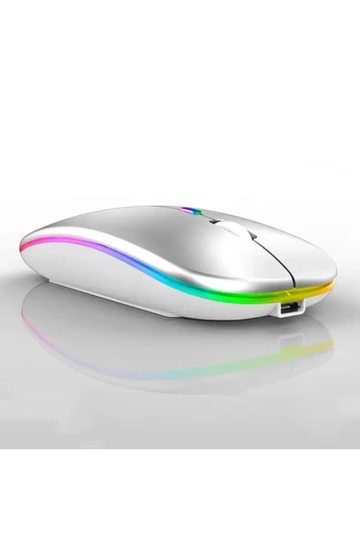 Şarjlı Kablosuz Mouse Bluetooth\2.4ghz RGB Işıklı Sessiz Tıklama Tablet Telefon Bilgisayar Uyumlu