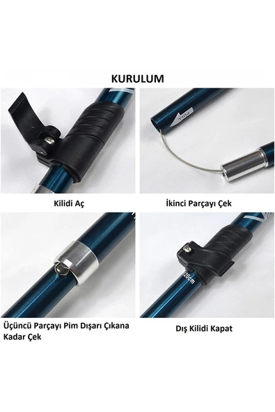 Ayarlanabilir Trekking Batonu Alüminyum Dayanıklı Kaymaz ve Ter Emici Sap - 2 Adet - 7