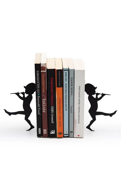 Zurnalı Adam Figürlü Metal Kitap Tutucu Siyah Kitap Desteği