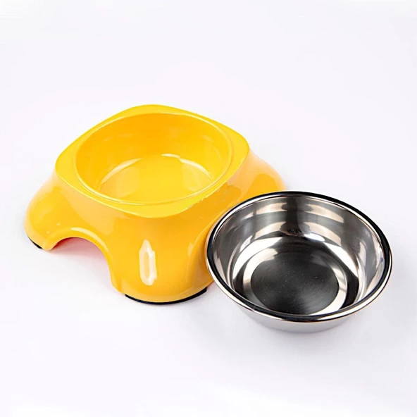 Bobo Melamin Kedi Köpek Mama Su Kabı BO-3138A5 150 ML Sarı - 2