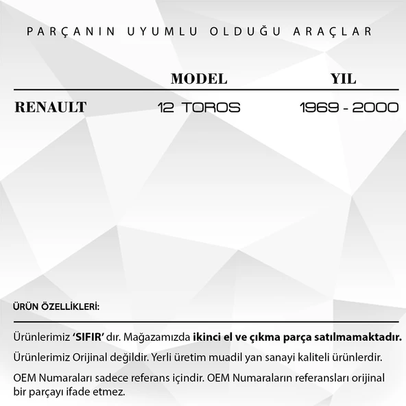 Renault 12 Toros için Tek Göz Su Fıskiye Memesi 2'li - 2