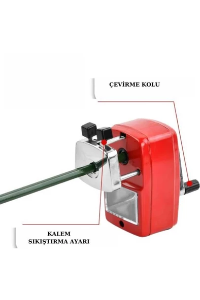 Mas Kollu Masa Tipi Metal Kalemtraş Büyük Kırmızı 6732 - 6
