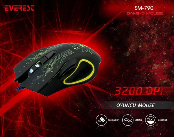 Everest SM-790 SWANKY Siyah 3200 DPİ Gaming Oyuncu Mouse - 2