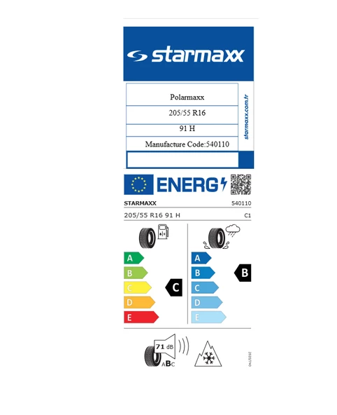 Starmaxx 205/55 R16 TL 91H Polarmaxx Oto Kış Lastiği (Üretim Yılı:2024)