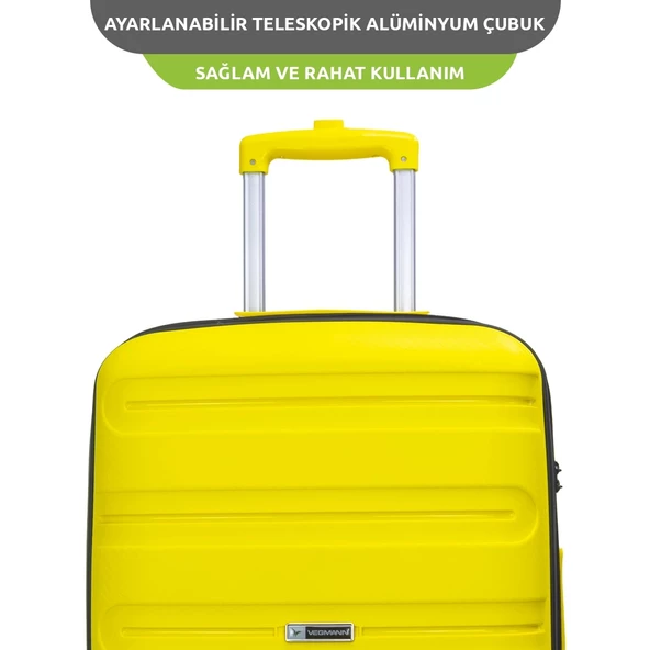 Vegmann Polipropilen (PP) Atlas Sarı Orta Boy Valiz - 3