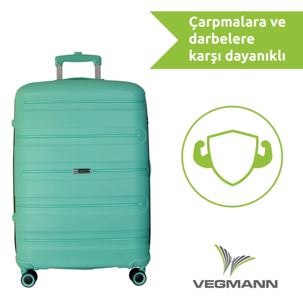 Vegmann Polipropilen (PP) Atlas Su Yeşili Orta Boy Valiz - 3