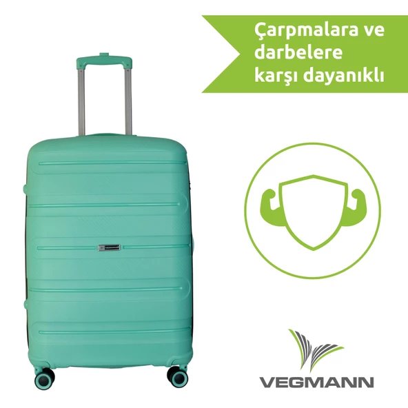 Vegmann Polipropilen (PP) Atlas Su Yeşili Orta Boy Valiz - 10