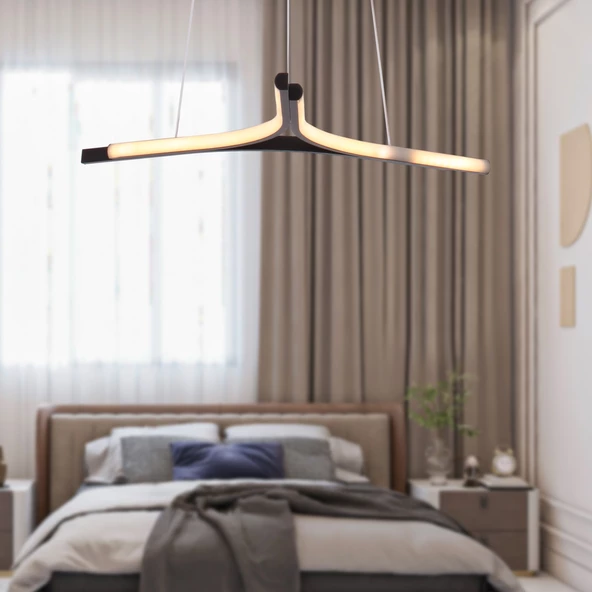 Apliqa Simon Mat Siyah Boyalı 30 Watt Led 300K Salon Oturma Odası Genç Odası Ledli Avize
