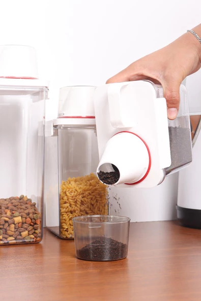 3 Lü Sızdırmaz Depolama Erzak Bakliyat Saklama Kabı- Ölçekli Düzenleyici - 4