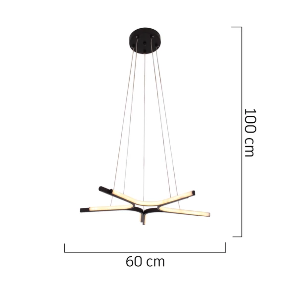 Apliqa Simon Mat Siyah Boyalı 50 Watt Led 300K Salon Oturma Odası Genç Odası Ledli Avize - Resim 5