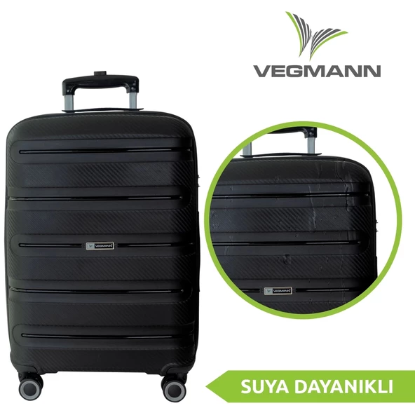 Vegmann Polipropilen (PP) Atlas Siyah Orta Boy Valiz - 4