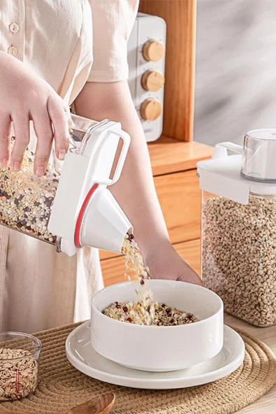 4 Lü Sızdırmaz Depolama Erzak Bakliyat Saklama Kabı- Ölçekli Düzenleyici - 2