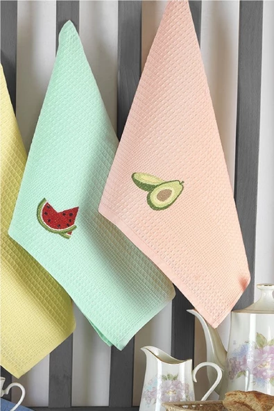 Fruit 6 Adet Nakışlı Mutfak Havlu Seti - 2