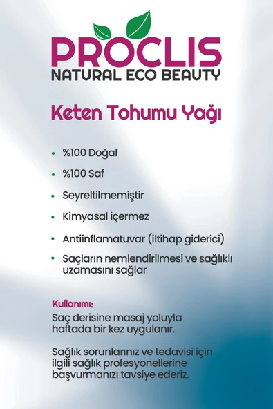 PROCLİS Soğuk Sıkım % 100 Doğal Keten Tohumu Yağ, Sabit Yağ, Linseed Oil 50 ml - 4