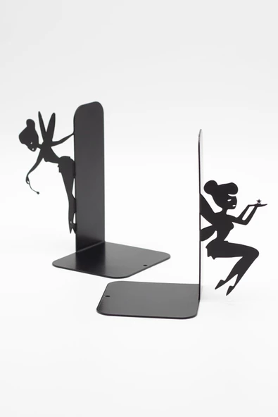 Kitap Tutucu Perili Metal Kitap Tutucu Dekoratif Metal Kitap Tutucu 2 Li Kitap Tutucu Siyah - 2