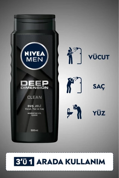 Nivea Men Deep Dimension Duş Jeli 2 x 500 ML - Resim 6