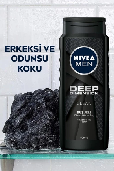 Nivea Men Deep Dimension Duş Jeli 2 x 500 ML - Resim 4