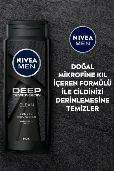 Nivea Men Deep Dimension Duş Jeli 2 x 500 ML - Resim 5