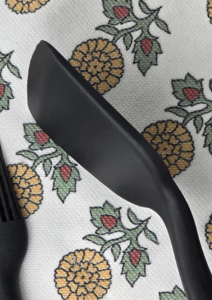 Silikon Mutfak Servis Seti - 3lü Kepçe Spatula Fırça Takımı - Bambu Saplı - 3 Parça - 3