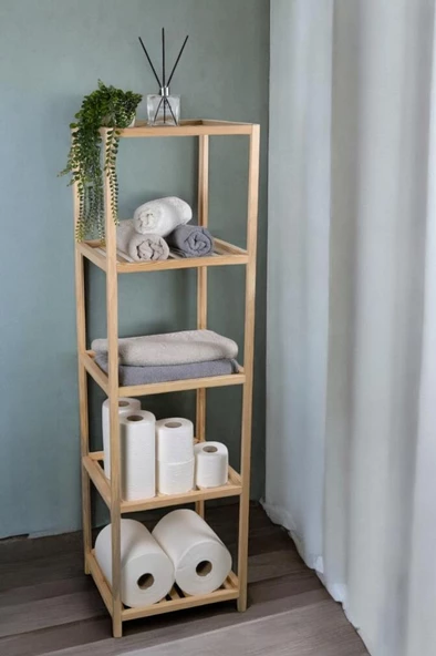 Digithome Ahşap Masif 5 Raflı Çok Amaçlı Banyo Düzenleyici Mobilya HLT-002
