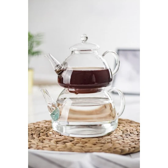 Cam Çaydanlık Ve Cam Kupa Seti Cam Bardak Çay Kahve Takımı (9 parça) - 2