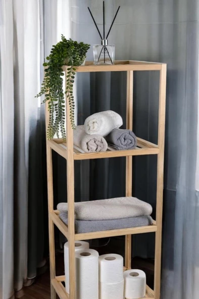 Digithome Ahşap Masif 5 Raflı Çok Amaçlı Banyo Düzenleyici Mobilya HLT-002 - 2