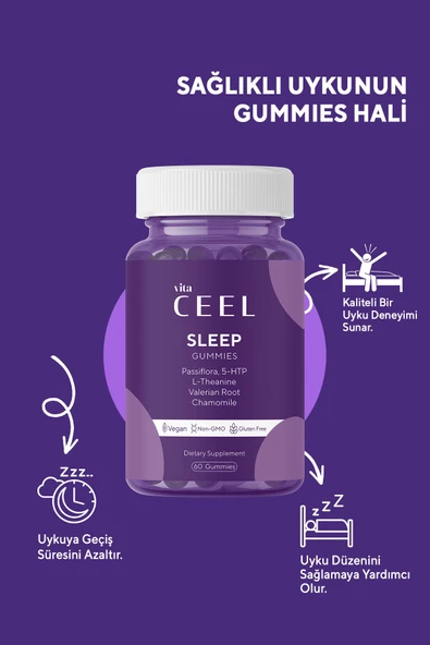 VitaCeel Iyi Uyku Ve Enerjik Uyanışa Yardımcı Vegan Gummy Vitamin B6, Passiflora, 5-htp, L-theanine - 5