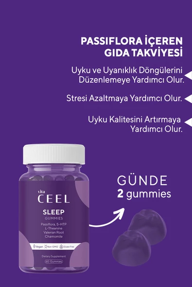 VitaCeel Iyi Uyku Ve Enerjik Uyanışa Yardımcı Vegan Gummy Vitamin B6, Passiflora, 5-htp, L-theanine - 4