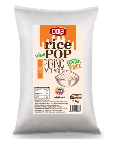 Dola Rice Pop Glutensiz Pirinç Patlağı Sade 5 kg