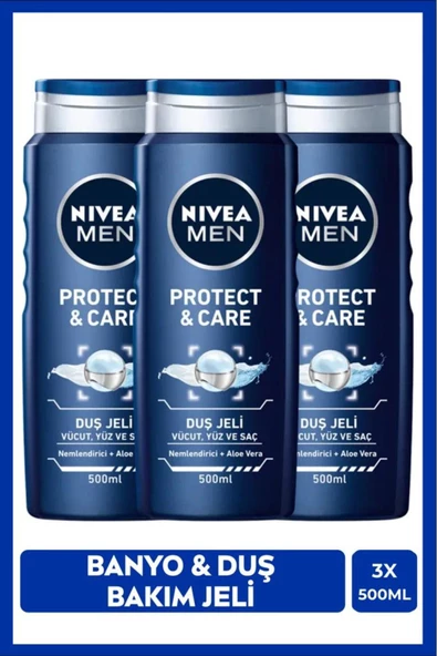 Nivea Men Protect & Care Aloe Vera Nemlendirici Erkek Duş Jeli 3x500 ML