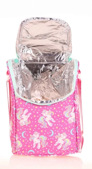 Kaukko İlkokul Sırt Çantası ve Beslenme Çantası Seti  - Simli Nakışlı Unicorn Pembe - Kız Çocuk - 3
