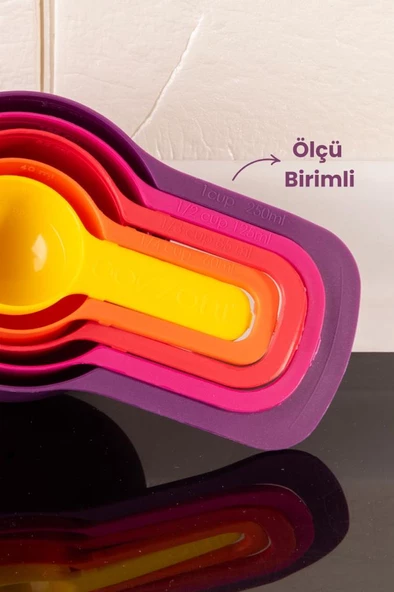 Pratik 5'li Ölçü Kaşığı - Un, Baharat, Şeker ve Sıvı Ölçer - 4
