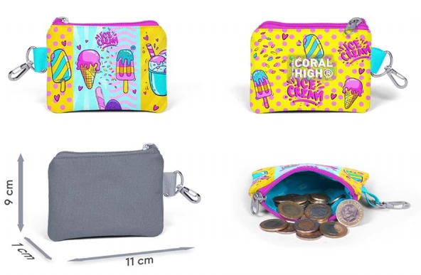 Coral High Mixed Dondurma Desenli Kız Çocuk Beşli Okul Çanta Seti - İlkokul İçin Uygun - Resim 6