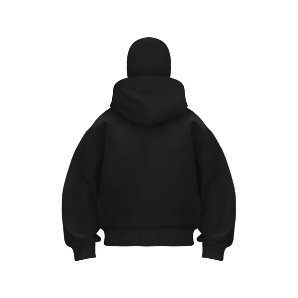 Samuray ZIP Fermuarlı Kapüşonlu SweatShirt- Siyah - 4