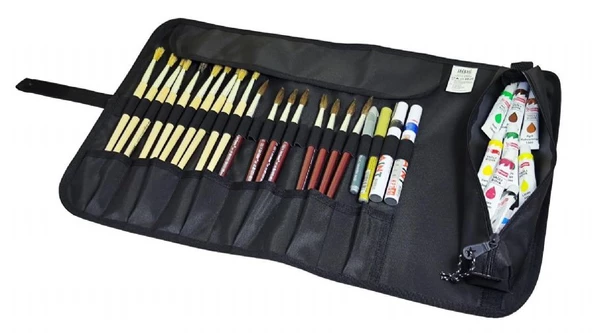Jacbag Haki Sanatsal Rulo Boya Fırça ve Kalem Çantası - 4