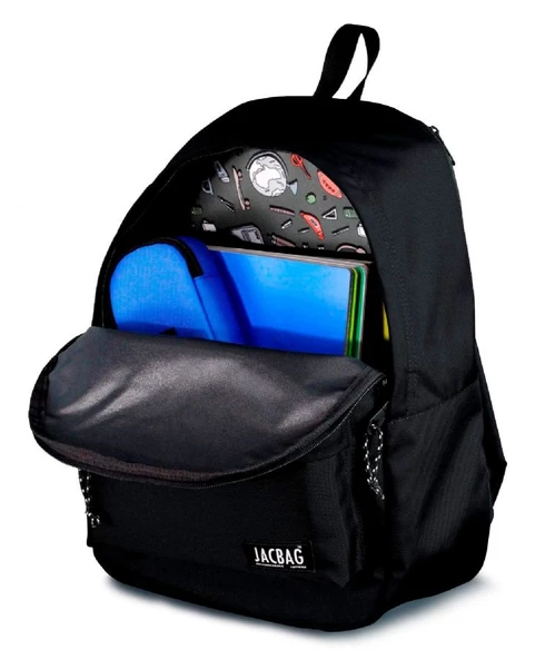 Jacbag Classic İki Bölmeli Siyah Okul Günlük Seyahat Sırt Çantası - 3