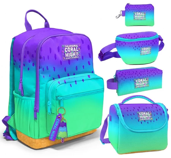 Coral High Beşli İlkokul/Ortaokul Çanta Seti - Mor Lila Renk Geçişli - Kız Çocuk ürün görseli