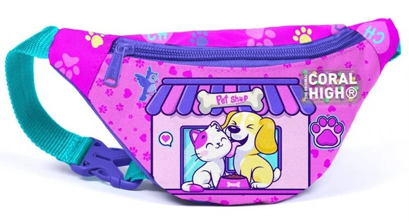 Coral High Kedi Köpek Desenli Kız Çocuk Beşli Okul Çanta Seti - İlkokul İçin Uygun - Resim 5
