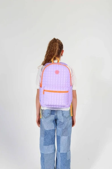 Kaukko Kids Lila Turuncu Kız Çocuk Ortaokul ve Günlük Sırt Çantası - Resim 5