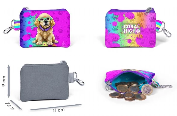 Coral High Mor Pembe Köpek Bozuk Para Çantası - Kız Çocuk - Resim 2