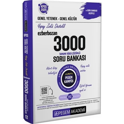 PEGEM 2025 KPSS GY GK YAPAY ZEKA DESTEKLİ EZBERBOZAN 3000 SORU BANKASI