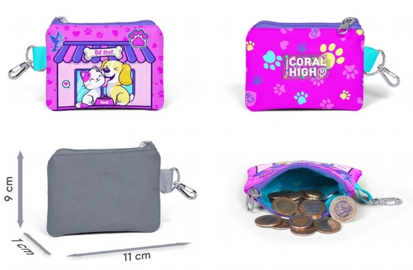 Coral High Kedi Köpek Bozuk Para Çantası - Kız Çocuk - Resim 2