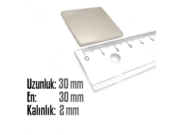 Neodyum Mıknatıs Köşeli  30x30mm , Kalınlık 2 mm ( 1 Adet) - 2