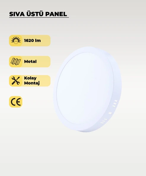 18W Sıva Üstü Yuvarlak Led Panel Gün Işığı 4000K ürün görseli