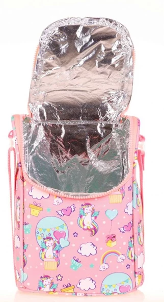 Kaukko Kız Çocuk Büyük Isı Yalıtımlı Beslenme Çantası ve Kalemlik Seti - Pembe Unicorn - 2