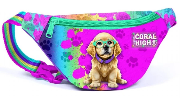 Coral High Mor Pembe Köpek Desenli Kız Çocuk Beşli Okul Çanta Seti - İlkokul İçin Uygun - 5