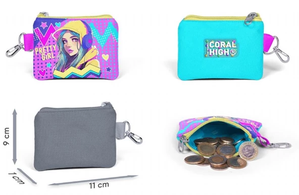 Coral High Lavanta Turkuaz Kulaklıklı Kız Bozuk Para Cüzdanı - 2