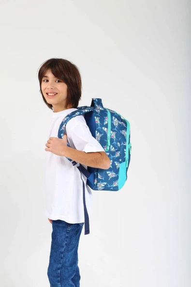 Kaukko Kids Mavi Turkuaz Jaws Erkek Çocuk Okul Sırt Çantası - 3