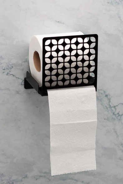 Modern Banyo Tuvalet Peçete Tutucu, Siyah Peçete Askılığı, Metal Peçetelik - 3
