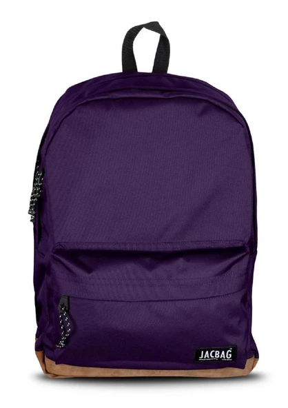 Jacbag Campus-Deri Tabanlı Üç Bölmeli Mor Sırt Çantası (Okul, Günlük, Seyahat) - Resim 2